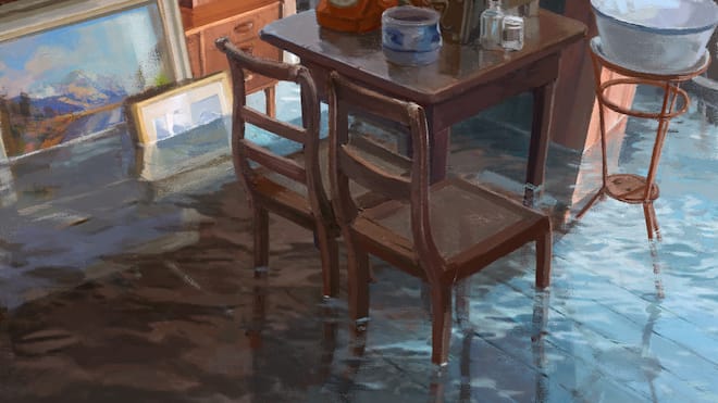 Vom Regen in die Traufe Illustration «Der Fall»: Überflutete Scheune