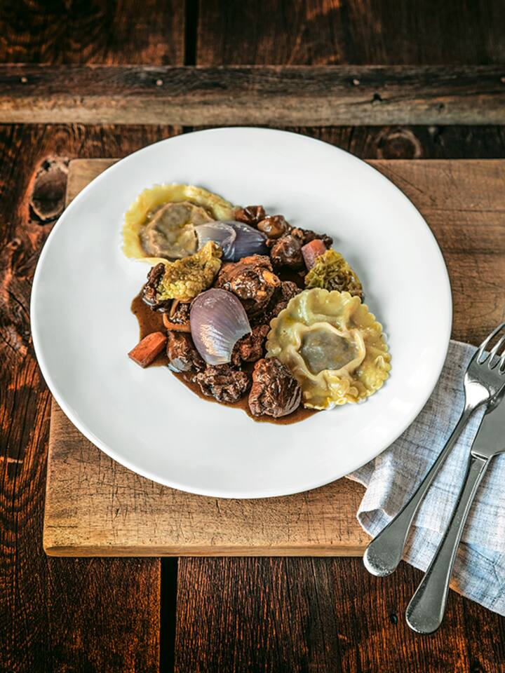 Dachs-Ragout mit Dachs-Ravioli