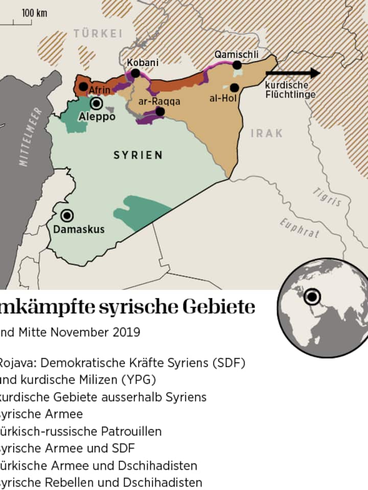 Umkämpfte syrische Gebiete (Stand: Mitte November 2019)