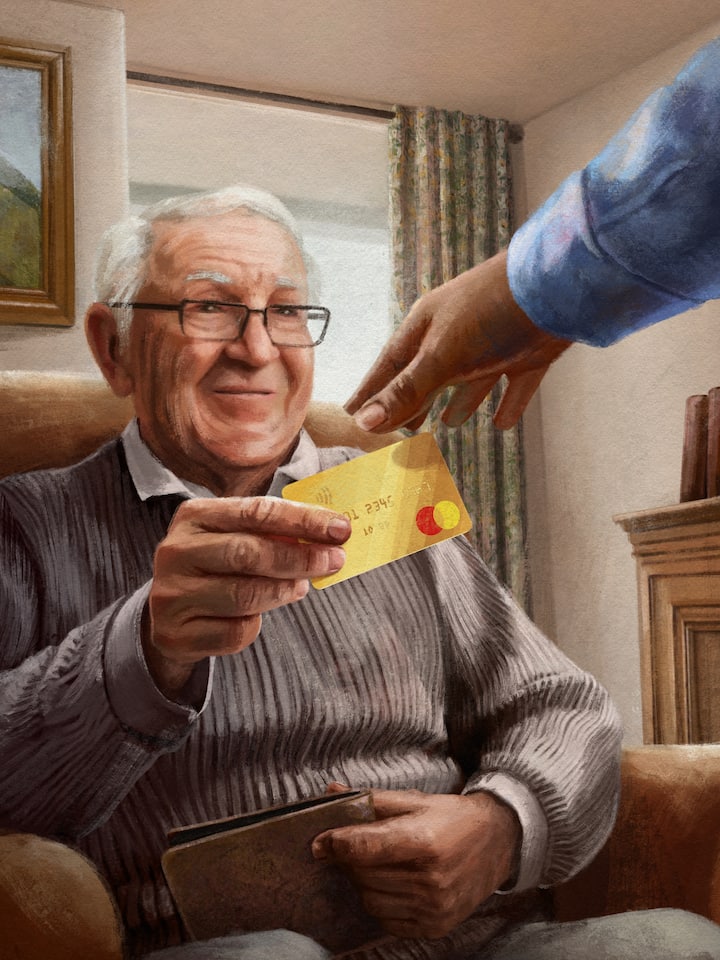 Rentner übergibt Postcard: Pflegebedürftiger 95-Jähriger Betreut – und betrogen? Eine Haushälterin im Auftrag der Spitex erhält Zugang zum Konto eines Klienten. Und bedient sich mutmasslich mit insgesamt 360’000 Franken.