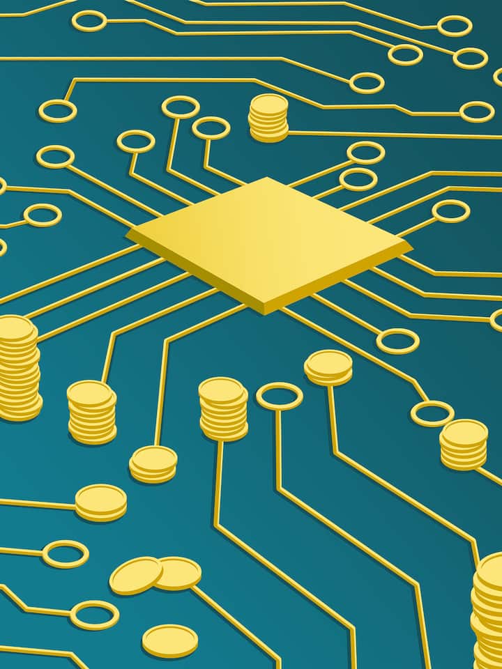 Das Innere einer Platine - Auch bei Banken kann man Kryptowährungen wie Bitcoin kaufen. So senken Sie das Risiko beim Investieren: Antworten auf die wichtigsten acht Fragen