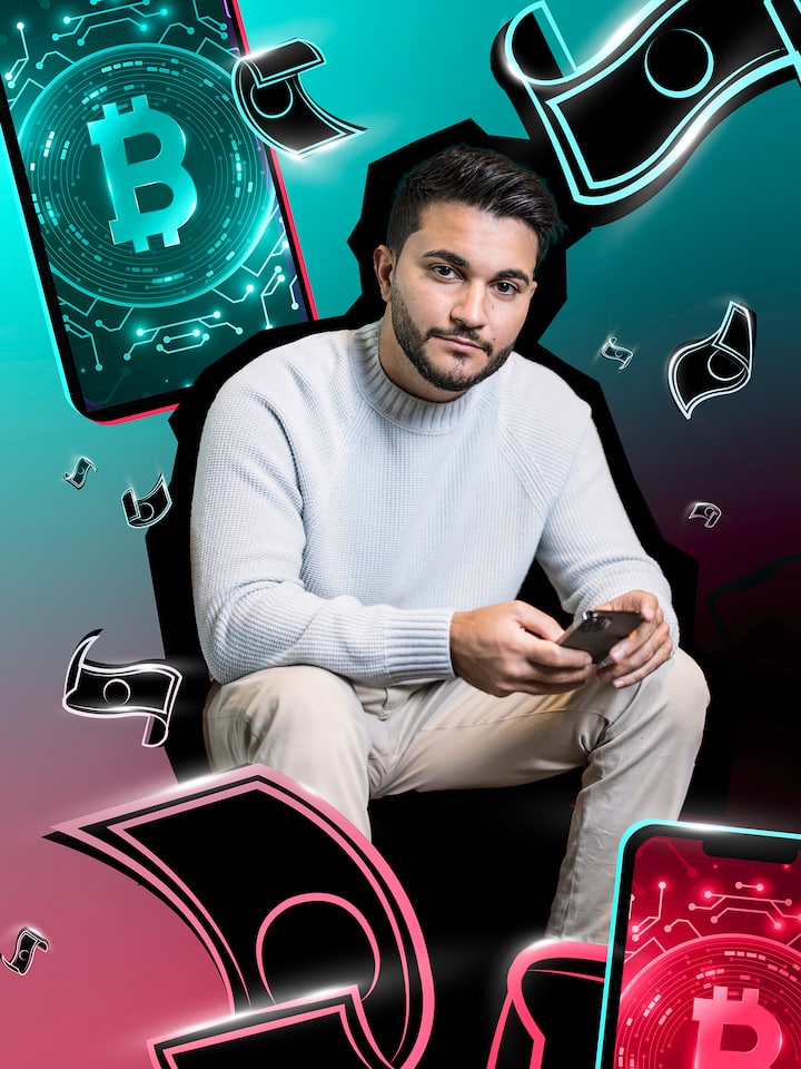 Collage mit Dadvan Yousuf und Bitcoin-Zeichen - Einst wurde er als «Krypto-King» gefeiert. Doch Dadvan Yousuf soll auch Vermögensverwaltung angeboten haben. Nun fordern seine ehemaligen Geschäftspartner Schadenersatz in der Höhe von rund 1.6 Millionen