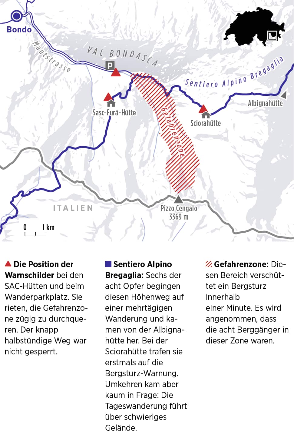 Gefahrenzone am Piz Cengalo