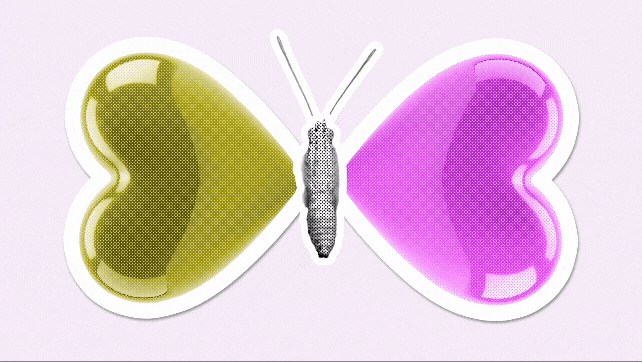 Beobachter-Format Schöner scheiden: Ein Falter bewegt seine herzförmigen Flügel.