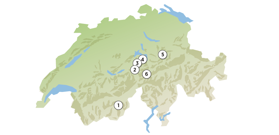 Karte mit Kursen und Klettersteigen für Familien