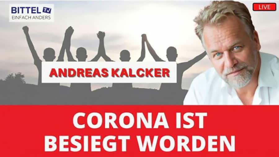 Andreas Kalcker wirbt in einem seiner Videos, Corona sei besiegt worden.