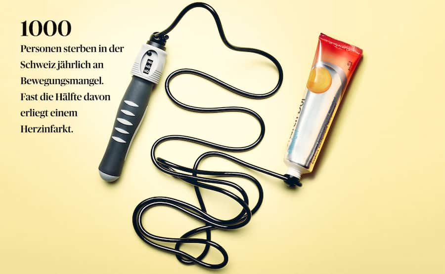 Ein Springseil ist mit einer Voltarentube verbunden.