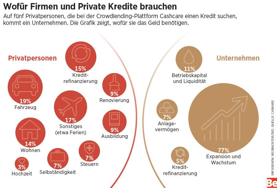 Infografik wofür Firmen und Private Kredite brauchen