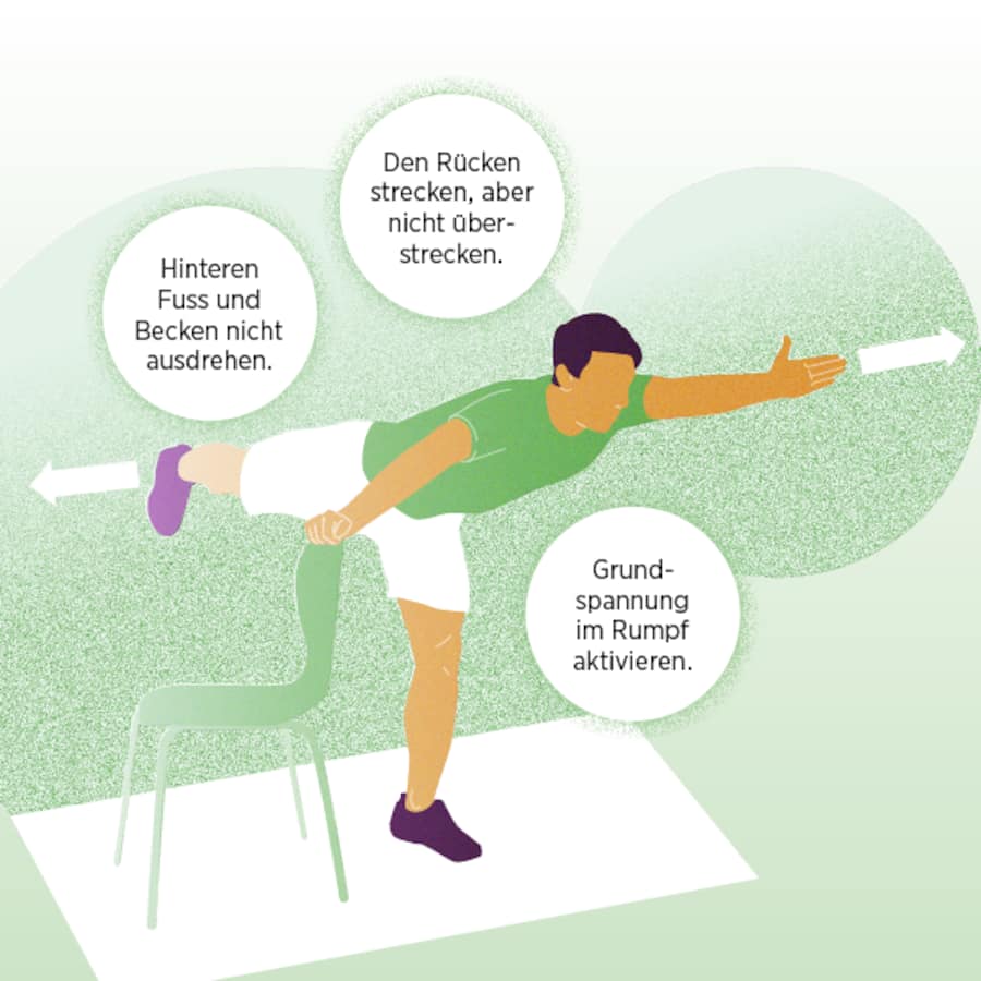 Worauf man bei der Übung «Diagonale Standwaage» achten sollte