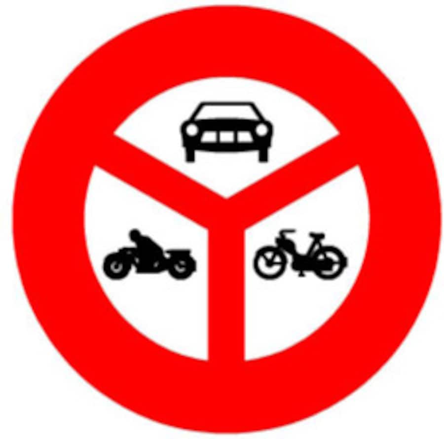 Verbotstafel für Motorwagen, Motorräder und Motorfahrräder