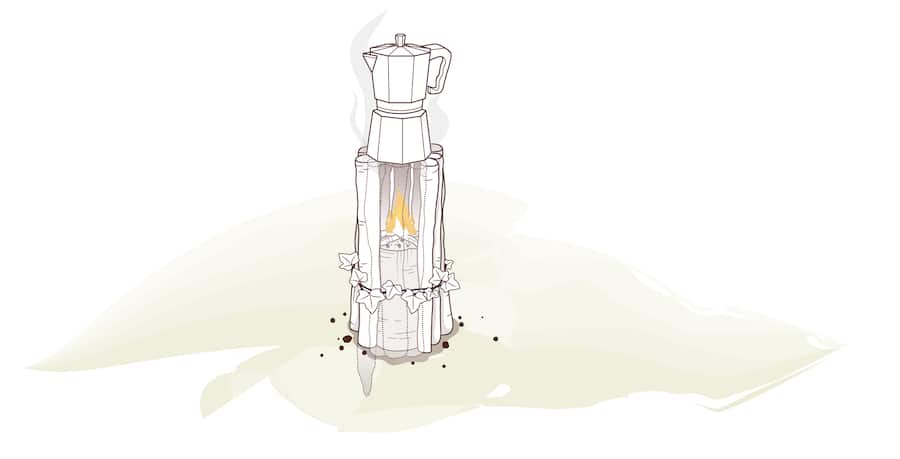 Kaffeekanne über Finnenkerze