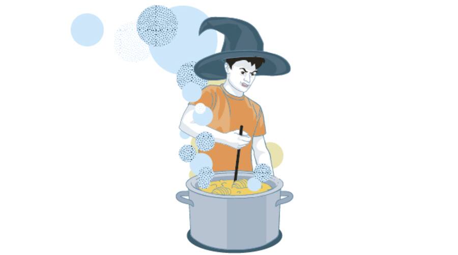 Illustration von einem Mann der kocht