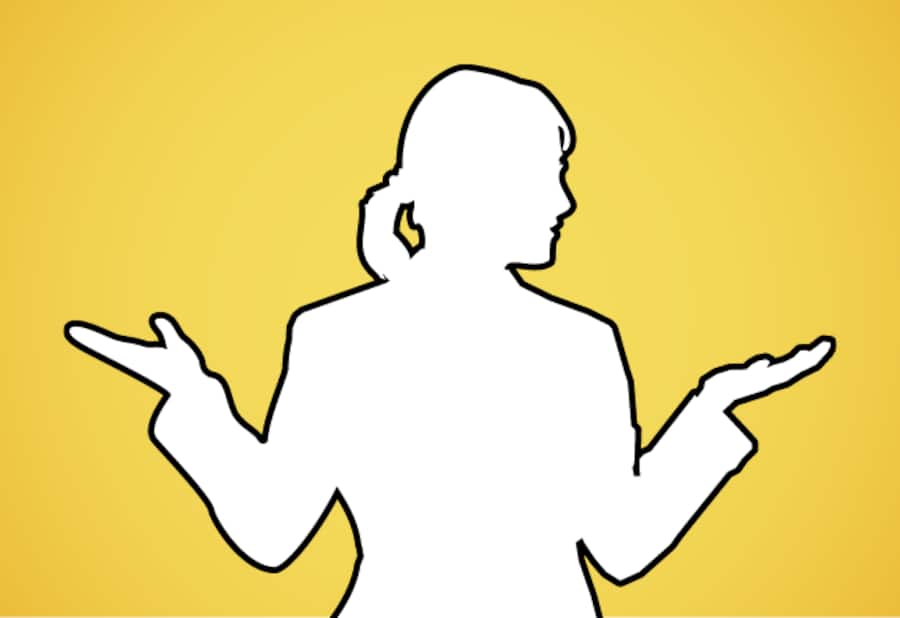 Illustration: Frau zuckt mit Schultern