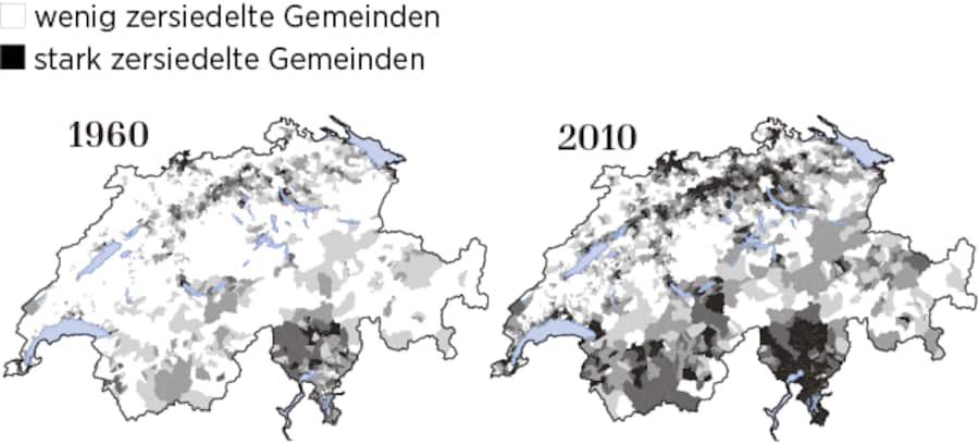 Zersiedelung in der Schweiz seit 1960