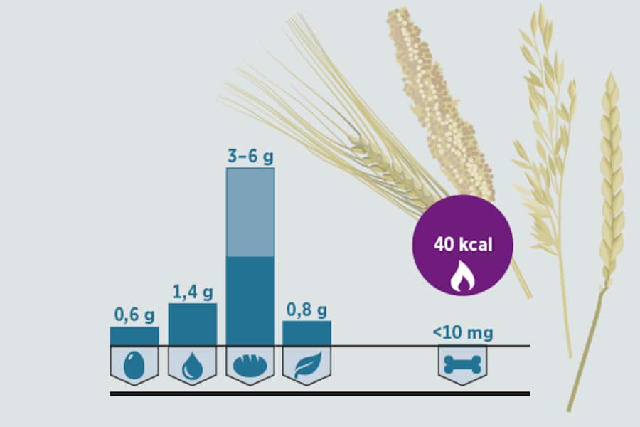 Grafische Darstellung der Inhaltsstoffe in Getreidemilch.