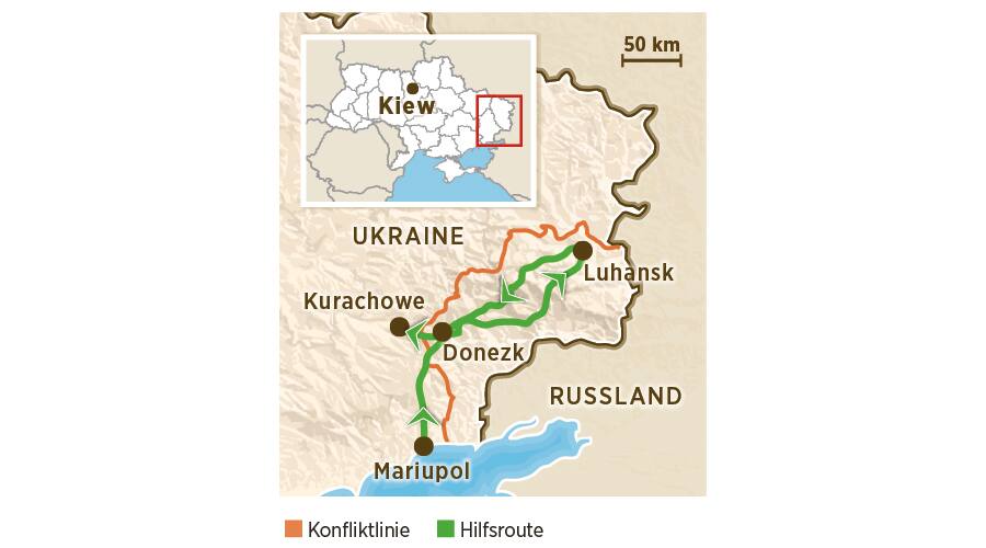 Infografik: Die gefährliche Ukraine-Route des Schweizer Hilfstransports
