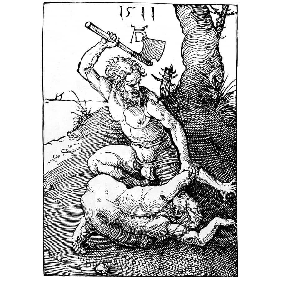 Kain erschlägt Abel.