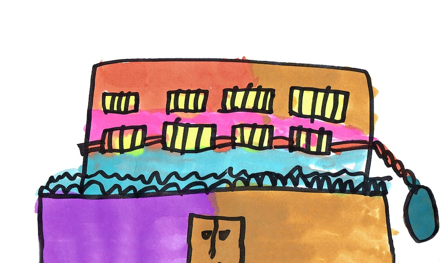 Kinderzeichnung eines Gefängnisses, von Jonas (7)