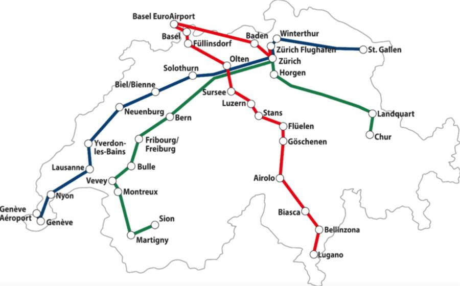 Eurobus: Liniennetz in der Schweiz