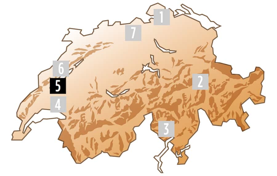 Schweizerkarte mit 7 empfohlenen Flusswanderungen