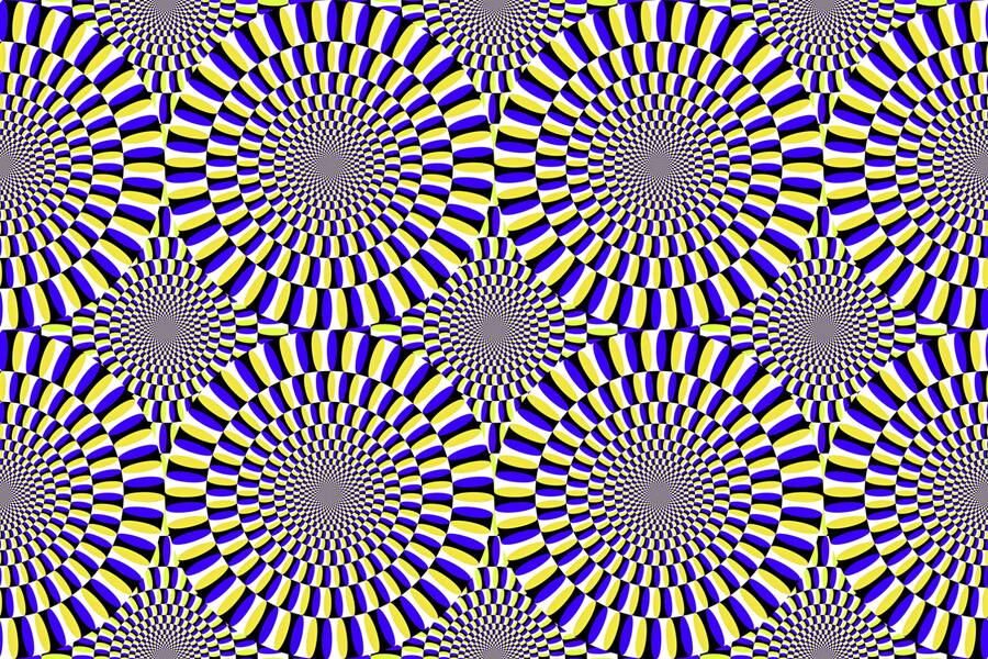 Optische Illusion: verschiedenfarbige Kreise sehen so aus, als würden sie sich bewegen