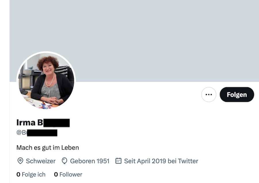 Fake-Konto von Irma B. auf Twitter