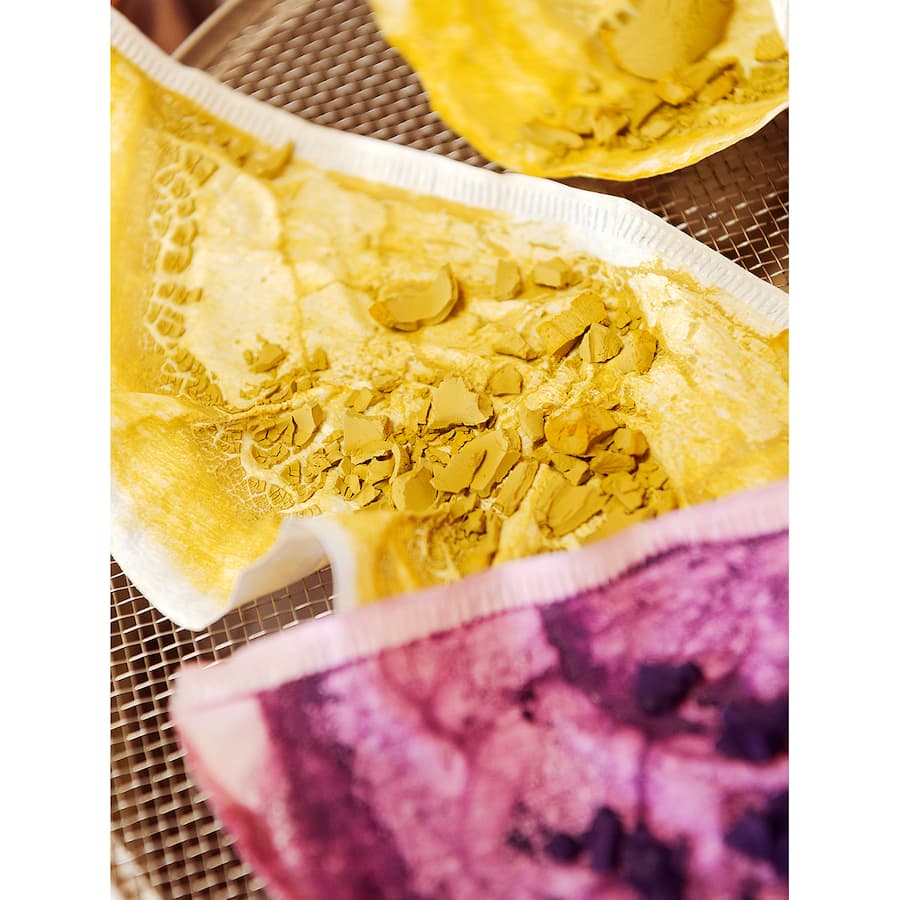 Die Natur dient als Farbquelle: mit gelben Pigmenten aus Sophora-Blüten und dem Violett von Cochenille-Läusen. Ob Malven, Granatapfelschalen oder Birkenäste: Textilgestalterin Jennifer Grunder entlockt Blüten, Wurzeln und Rinde Farbe. Ein Werkstattbesuch.