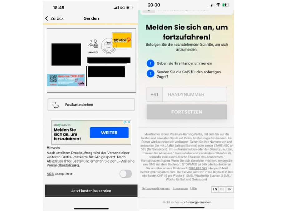 Werbung in der PostcardCreator-App