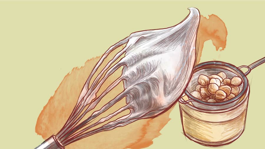 Illustration Ei-Ersatz aus Kichererbsen-Kochwasser