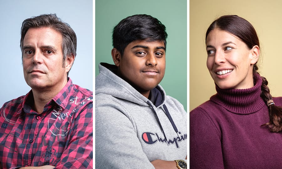 Ruedi Bühler, Sarankan Mahendran und Dominique Gisin (von links nach rechts)