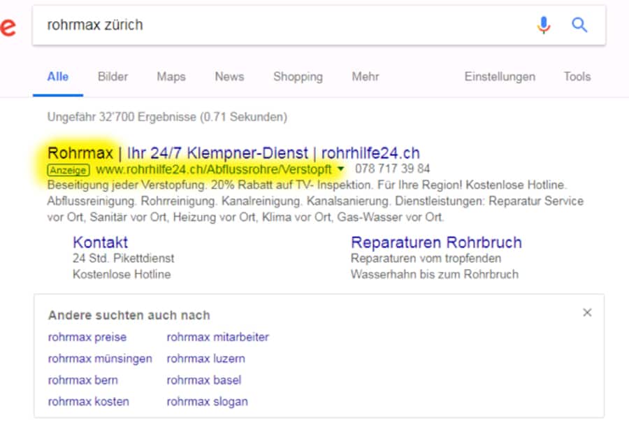 Rohrmax: Trittbrettfahrer tricksen mit Keywords