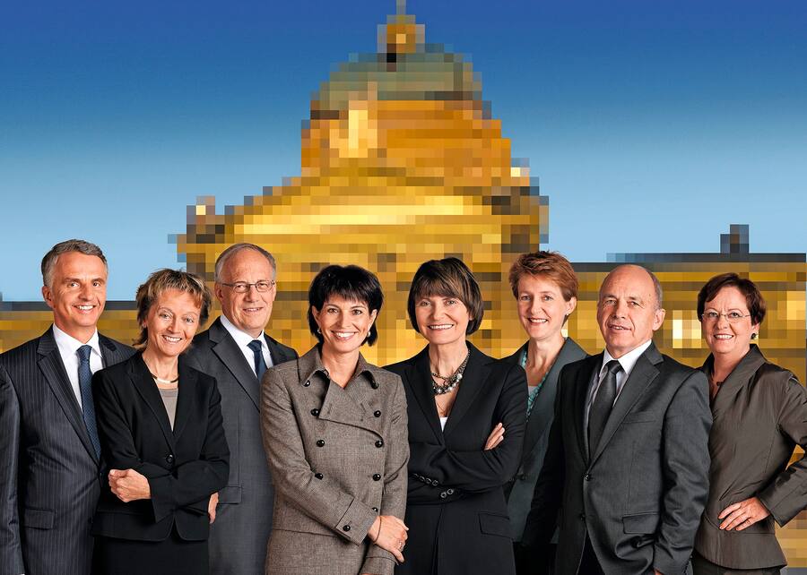 Die Mitglieder des Schweizer Bundesrats im Jahr 2010