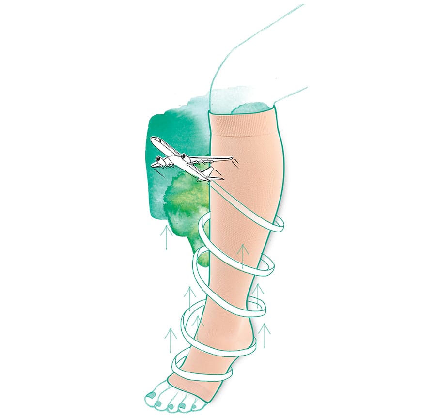 Grafische Darstellung eines Kompressionsstrumpfes.