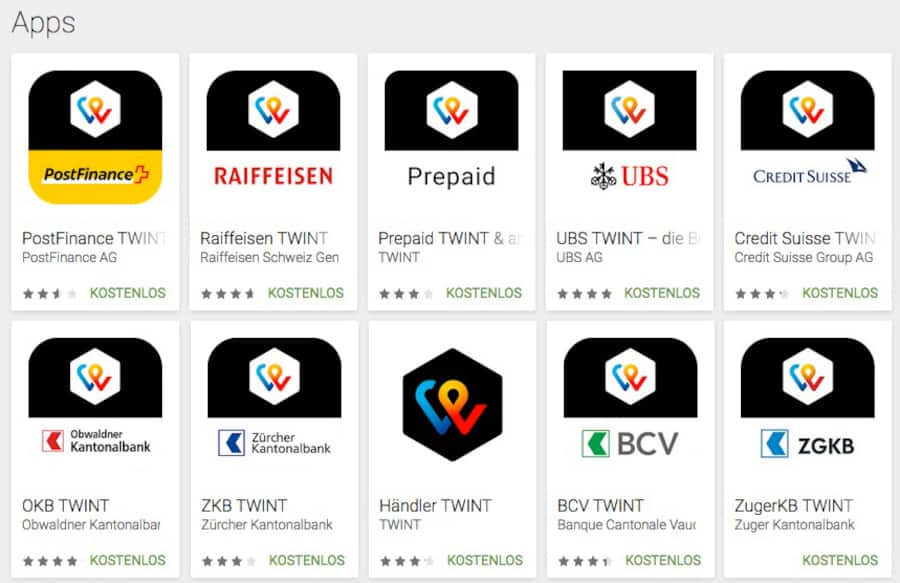 Unübersichtlich: Schon 8 Banken bieten Twint an – und es werden immer mehr.