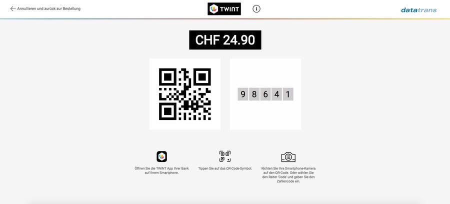 Die Bestellung mit QR-Code.