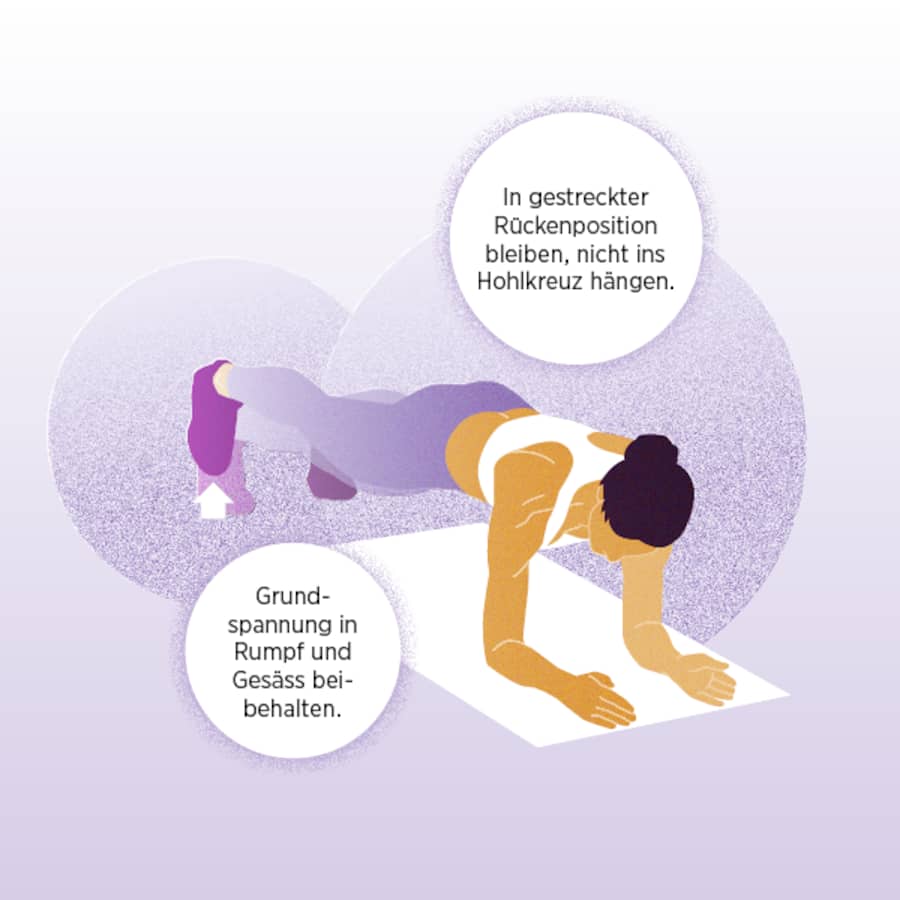 Worauf man bei der Übung «Unterarmstütz mit Fussheben» achten sollte