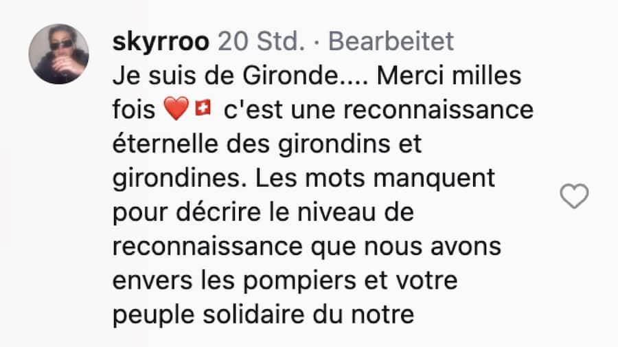 Bildschirmfoto eines Instagram-Kommentars. Thema: Grenzenlose Flammen: Wie europäische Staaten beim Brandschutz zusammenrücken