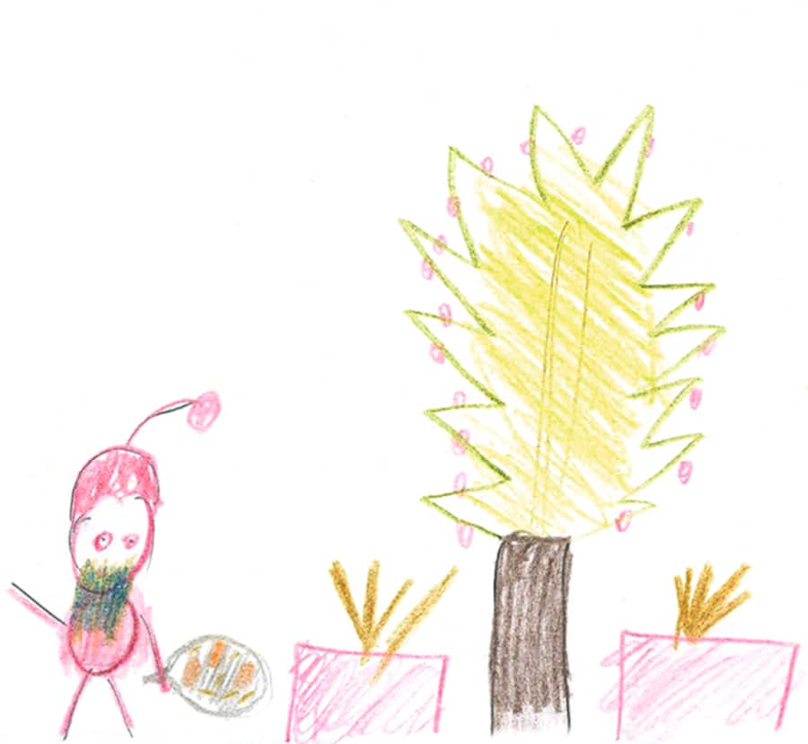 Weihnachtsmann mit Baum